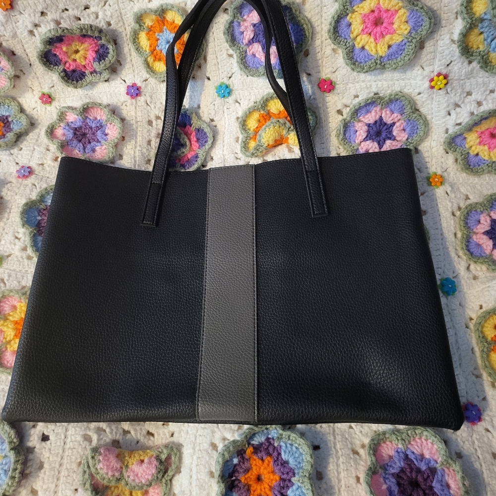Vince Camuto Black and Grey Leather Bag